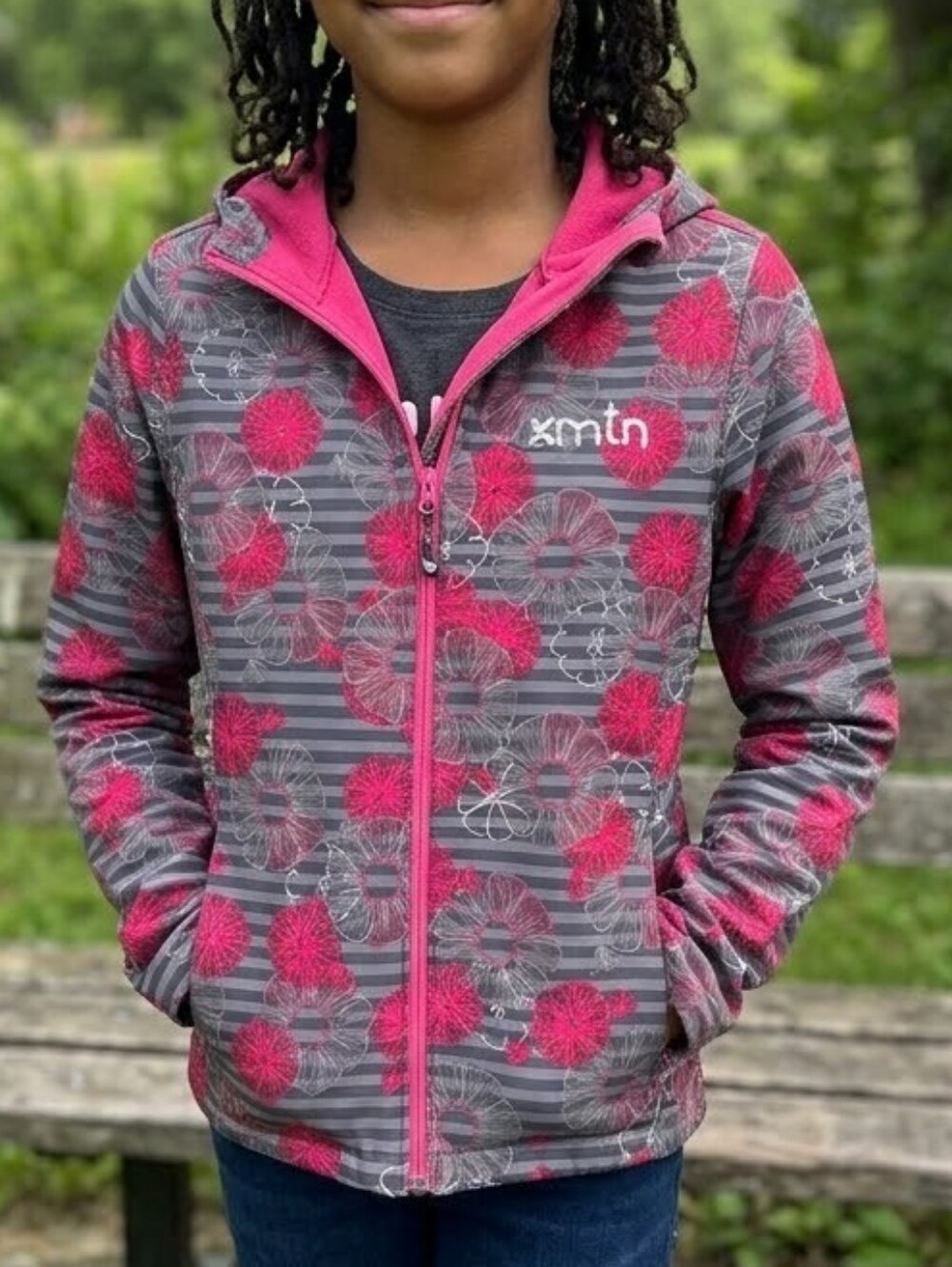 XMTN Kids' Gray & Pink Zip Hoodie Jacket - (Youth)